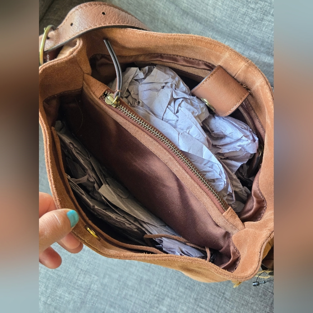 Made In India suede 100% Genuine Leather Hobo Bag Purse - Picture 9 of 14